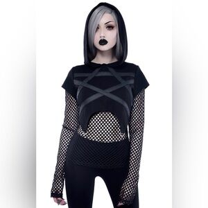 Killstar Women’s Black Witchnet Top Size Small